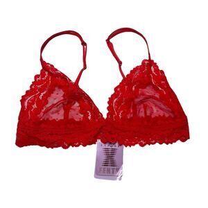 Savage X Fenty Dotted Mesh Bralette Goji Berry Size Large